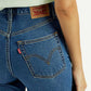 Women's Med Indigo Ribcage Straight Fit High Rise Jeans - Detail View