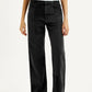 Women's Charcoal Grey Ribcage Straight Fit High Rise Jeans - Front View