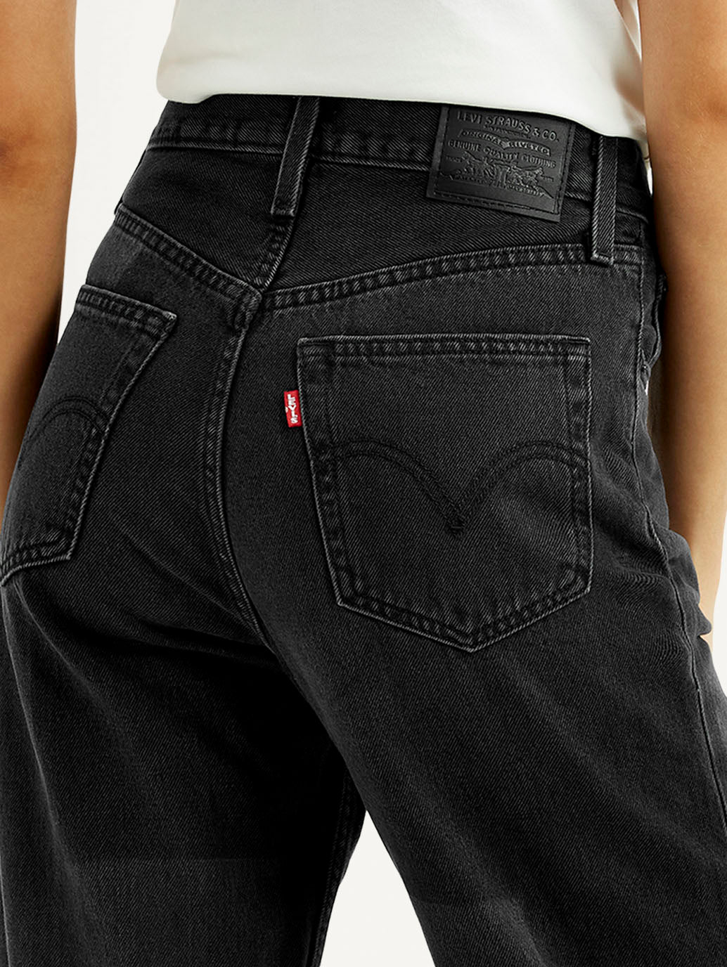 Women's Charcoal Grey Ribcage Straight Fit High Rise Jeans - Detail View