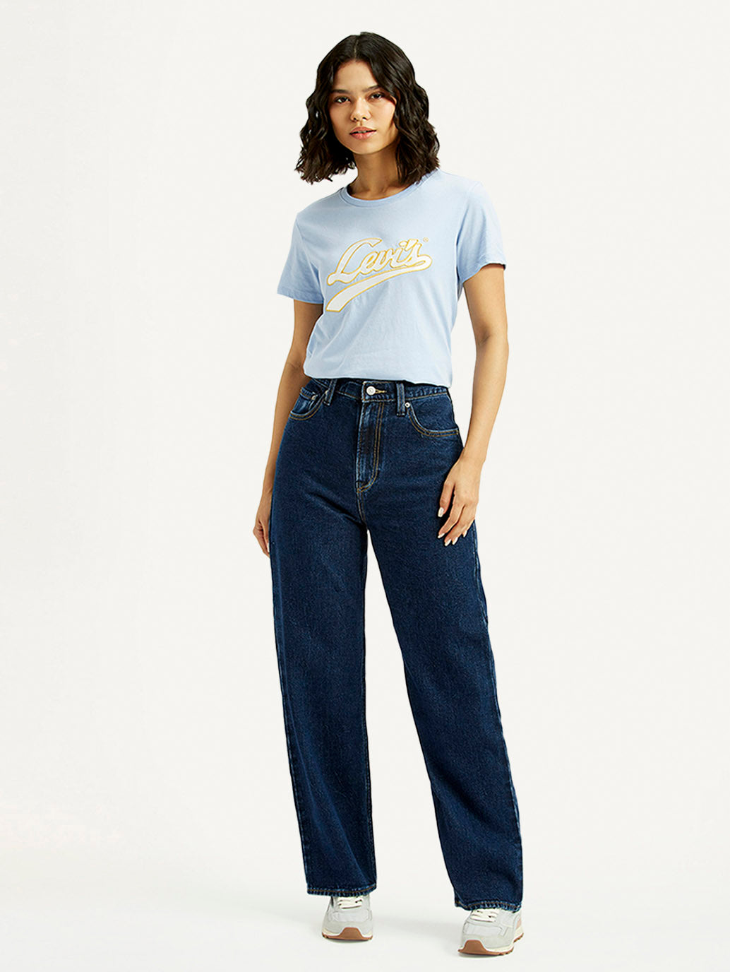 Women's Indigo Ribcage Straight Fit High Rise Jeans - Front View