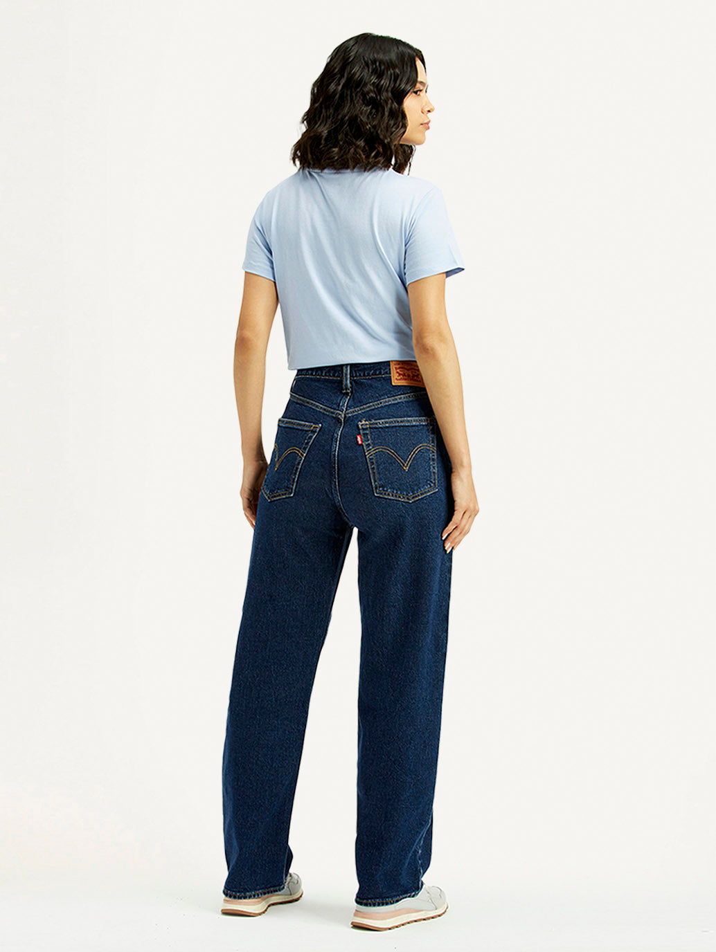 Women's Indigo Ribcage Straight Fit High Rise Jeans - Back View