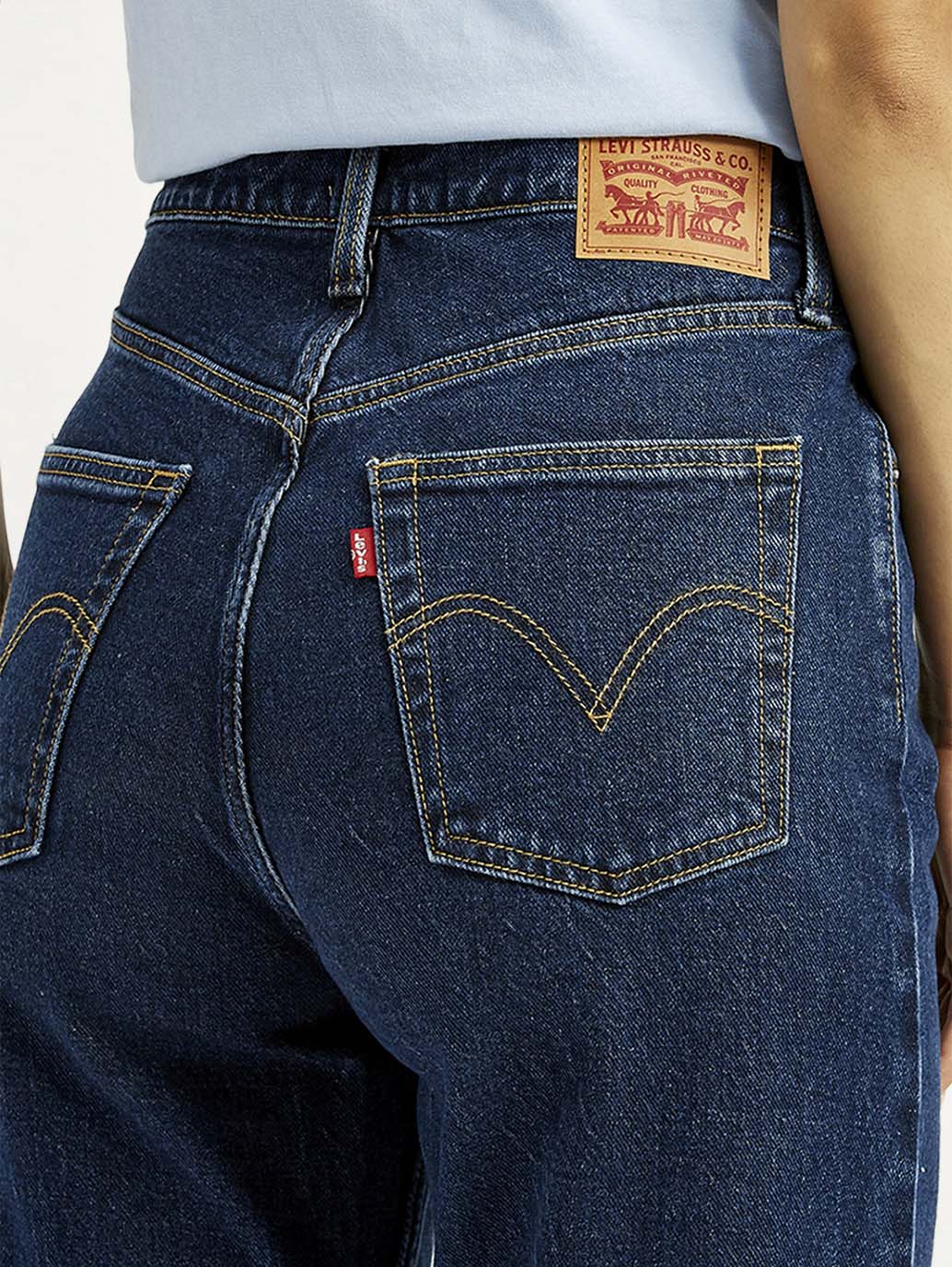 Women's Indigo Ribcage Straight Fit High Rise Jeans - Detail View