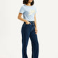 Women's Indigo Ribcage Straight Fit High Rise Jeans - Side View