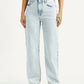 Women's Light Blue Ribcage Straight Fit High Rise Jeans - Front View