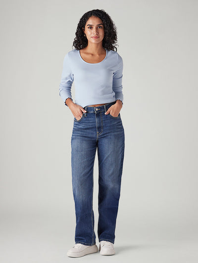 levi's Women's Blue Ribcage Straight Fit High Rise Jeans-picture-30