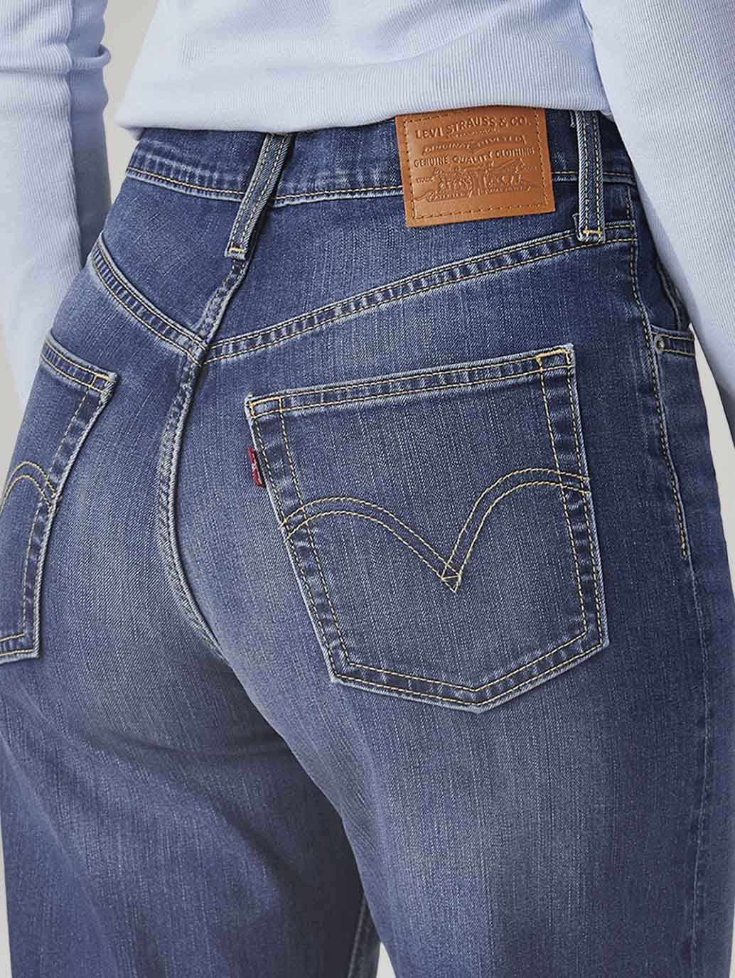 Women's Blue Ribcage Straight Fit High Rise Jeans - 20 View