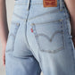 Women's Light Indigo Ribcage Straight Fit High Rise Jeans - Detail View