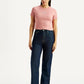 Women's Navy Ribcage Straight Fit High Rise Jeans - Front View