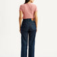 Women's Navy Ribcage Straight Fit High Rise Jeans - Back View