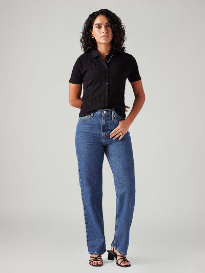 levi's Women's Blue Ribcage Straight Fit High Rise Jeans-picture-14