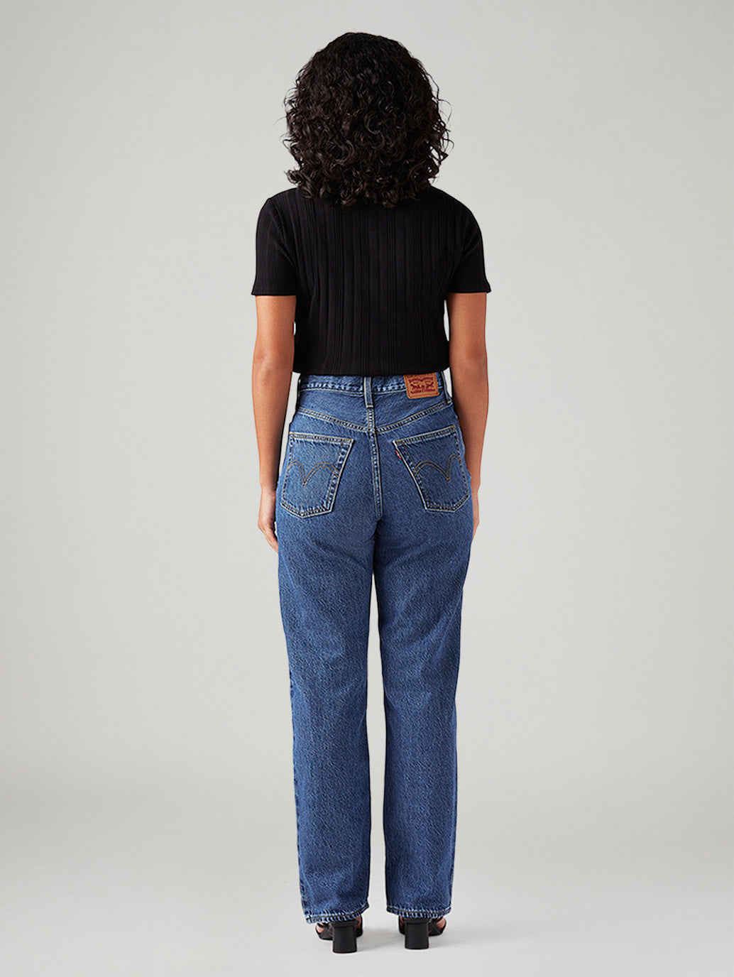 Women's Blue Ribcage Straight Fit High Rise Jeans - Back View