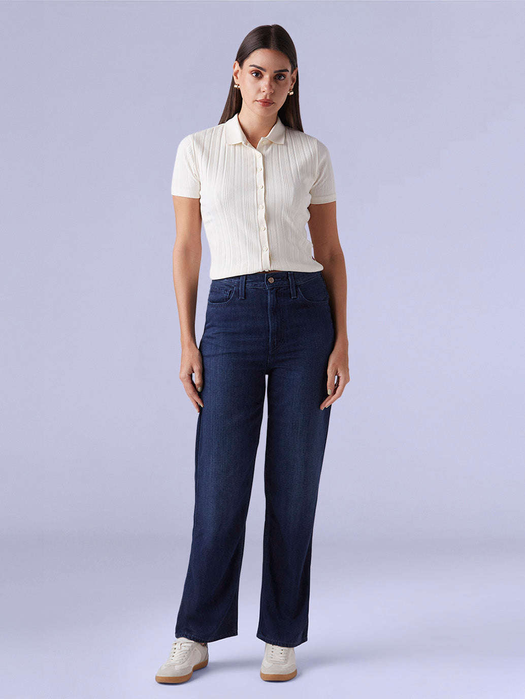 Women's Dark Blue Ribacge Straight Fit High Rise Redloop Jeans - 89eb4e57-11b5-4580-8c00-27fefea5a8ee View