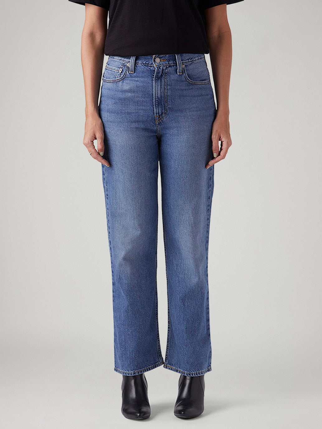 Women's Blue Ribcage Straight Fit High Rise Jeans - Front View