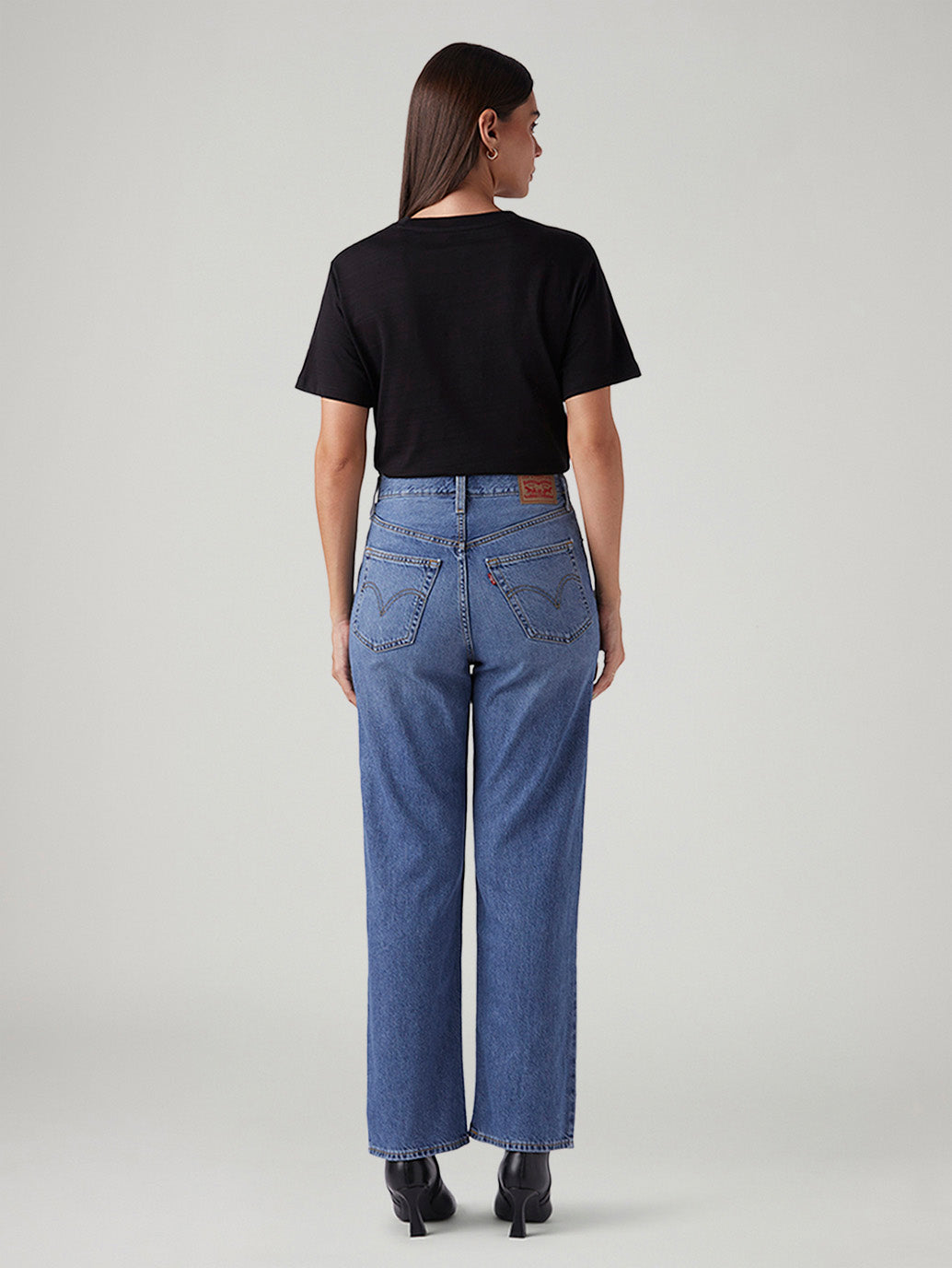 Women's Blue Ribcage Straight Fit High Rise Jeans - Back View