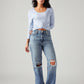 Women's Light Blue Ribcage Straight Fit High Rise Jeans - Styleshot View