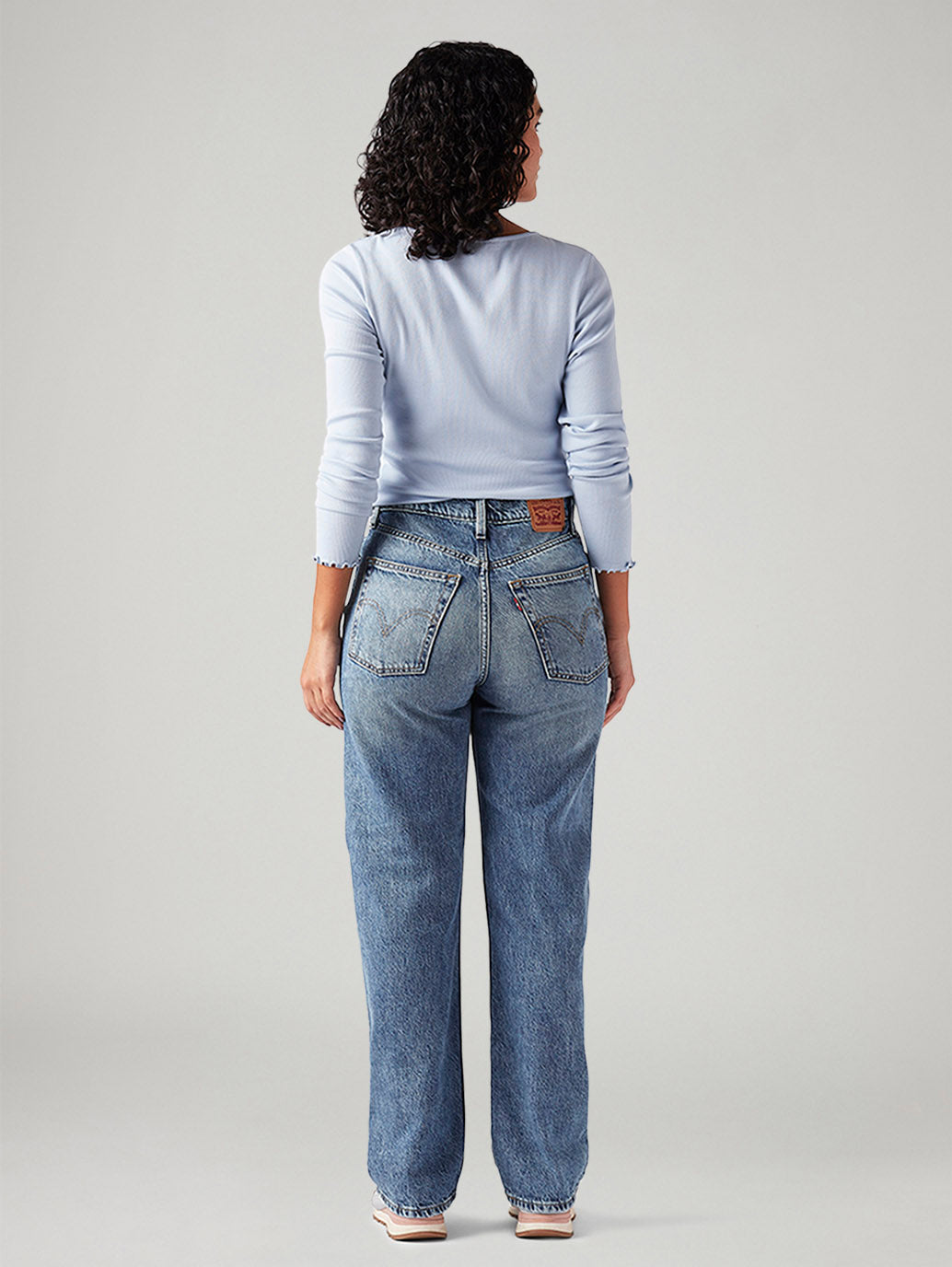 Women's Light Blue Ribcage Straight Fit High Rise Jeans - Back View