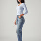 Women's Light Blue Ribcage Straight Fit High Rise Jeans - Side View