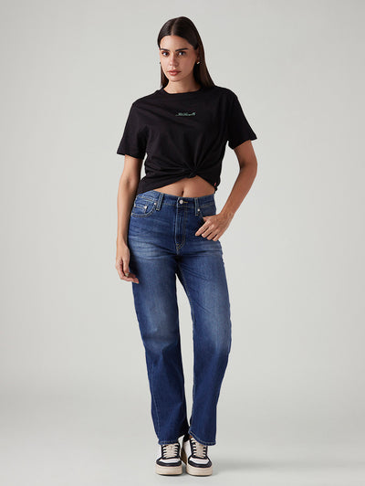 levi's Women's Blue Ribcage Straight Fit High Rise Jeans-picture-29