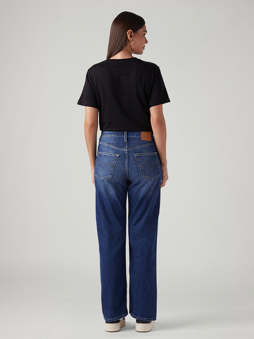 Women's Blue Ribcage Straight Fit High Rise Jeans - Back View