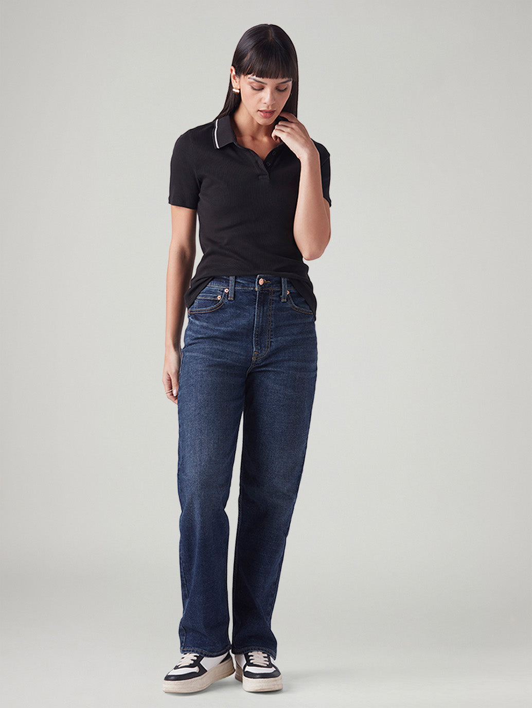 Women's Indigo Ribcage Straight Fit High Rise Jeans