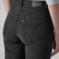 Women's Black Ribcage Straight Fit High Rise Jeans - detail View