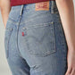 Women's Light Blue Ribcage Straight Fit High Rise Jeans - Detail View