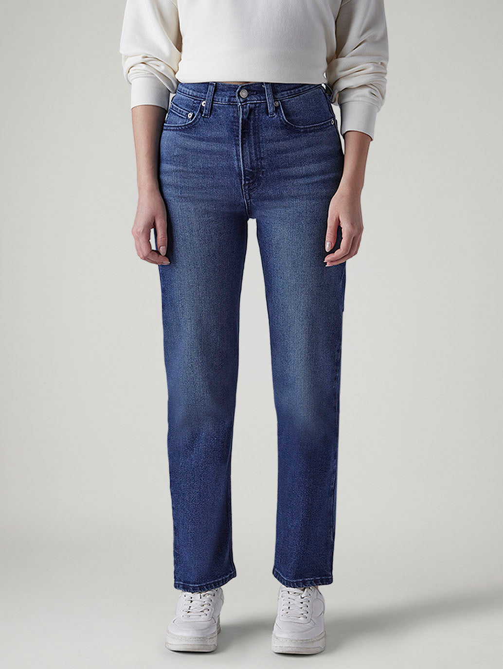 Women's Blue Ribcage Straight Fit High Rise Jeans - 20 View