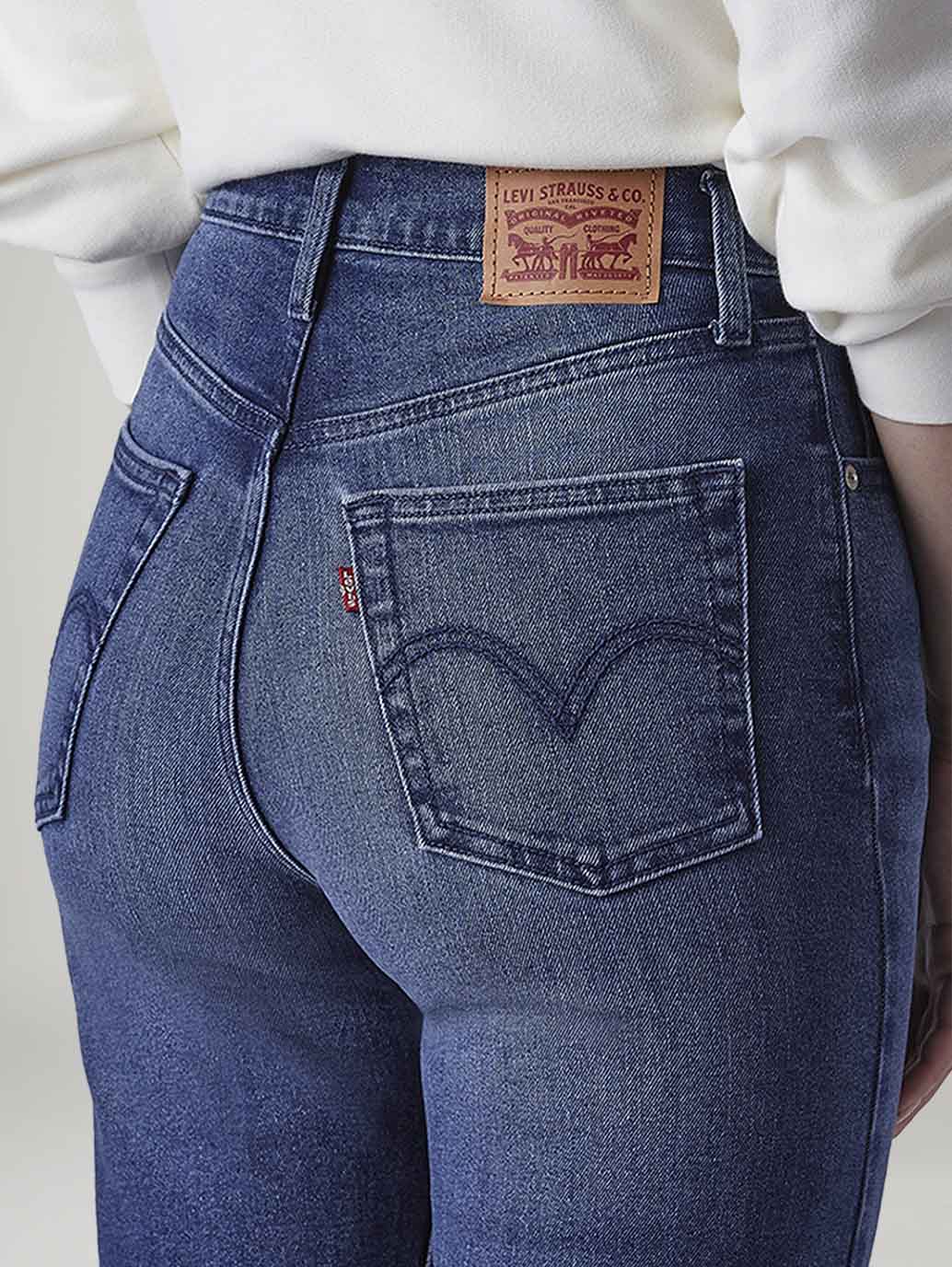 Women's Blue Ribcage Straight Fit High Rise Jeans - 20 View