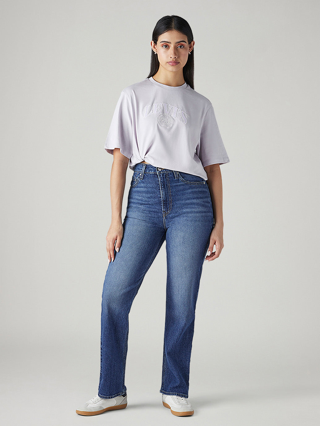 Women's Blue Ribcage Straight Fit High Rise Jeans