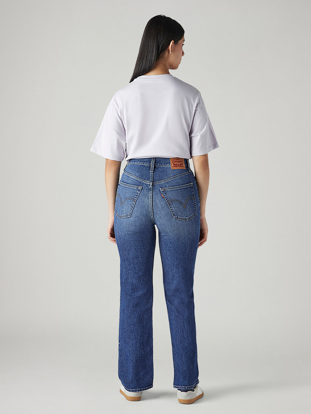 Women's Blue Ribcage Straight Fit High Rise Jeans - Back View