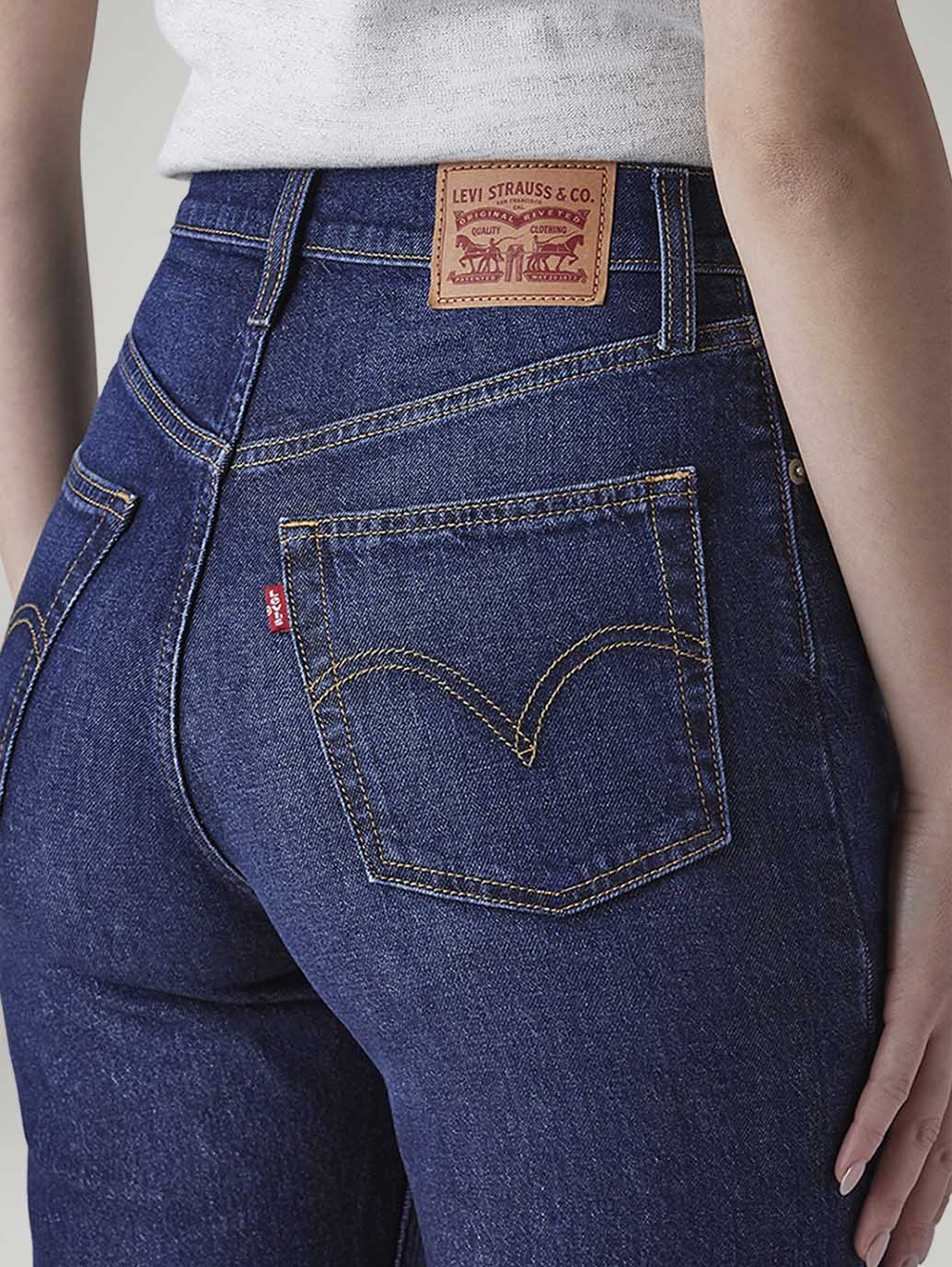 Women's Dark Blue Ribcage Straight Fit High Rise Jeans - 20 View