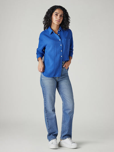 levi's Women's Light Blue Ribcage Straight Fit High Rise Jeans-picture-25