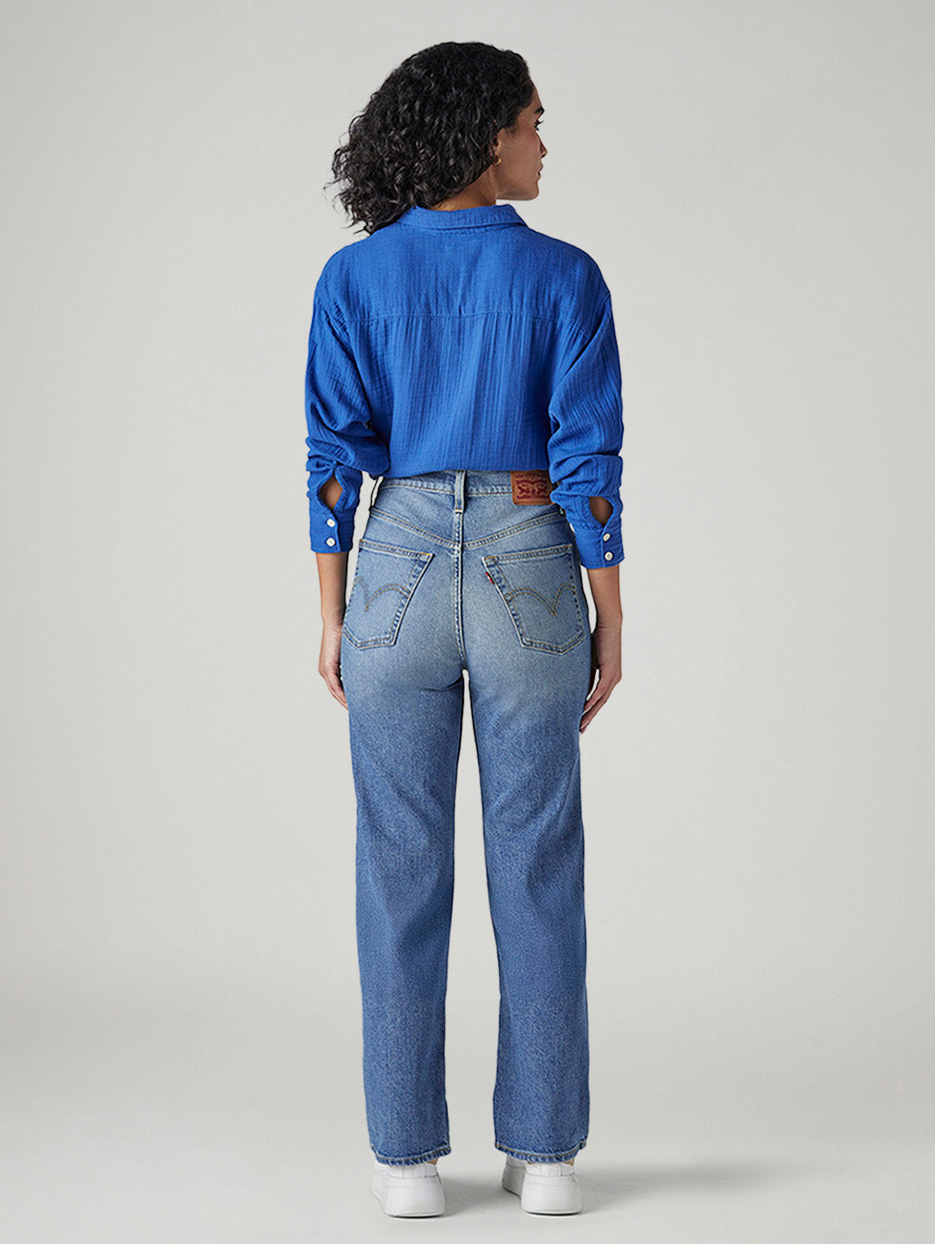 Women's Light Blue Ribcage Straight Fit High Rise Jeans - Back View
