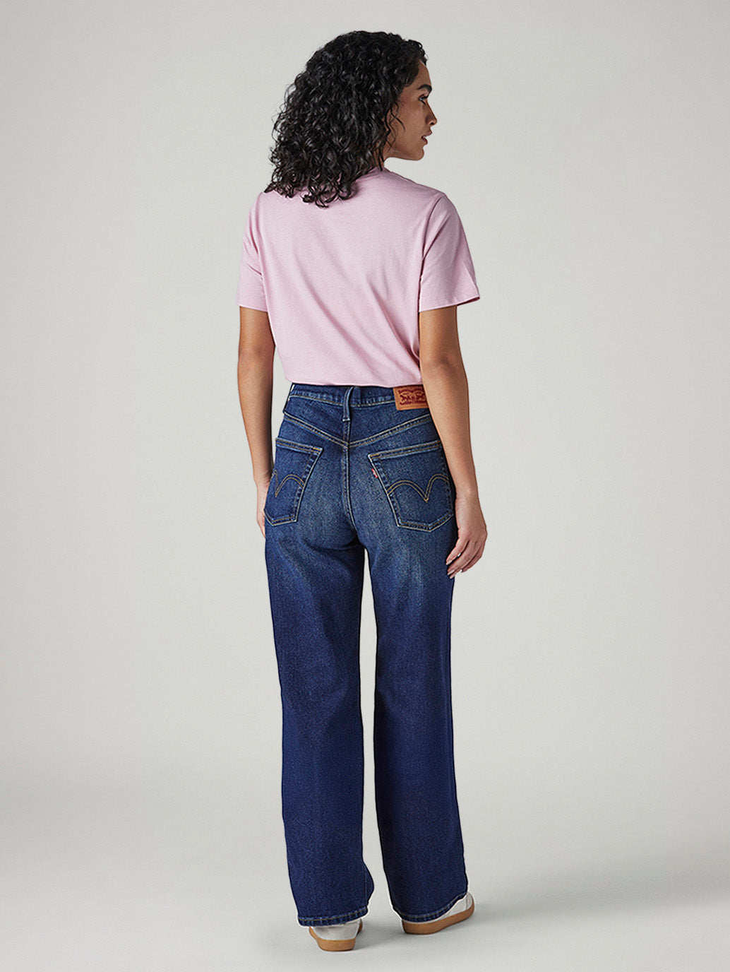 Women's Dark Blue Ribcage Straight Fit High Rise Jeans - Back View