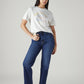 Women's Dark Indigo Ribcage Straight Fit High Rise Jeans - Styleshot View