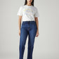 Women's Dark Indigo Ribcage Straight Fit High Rise Jeans - Front View