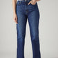 Women's Dark Indigo Ribcage Straight Fit High Rise Jeans - Front View