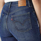 Women's Dark Indigo Ribcage Straight Fit High Rise Jeans - Detail View