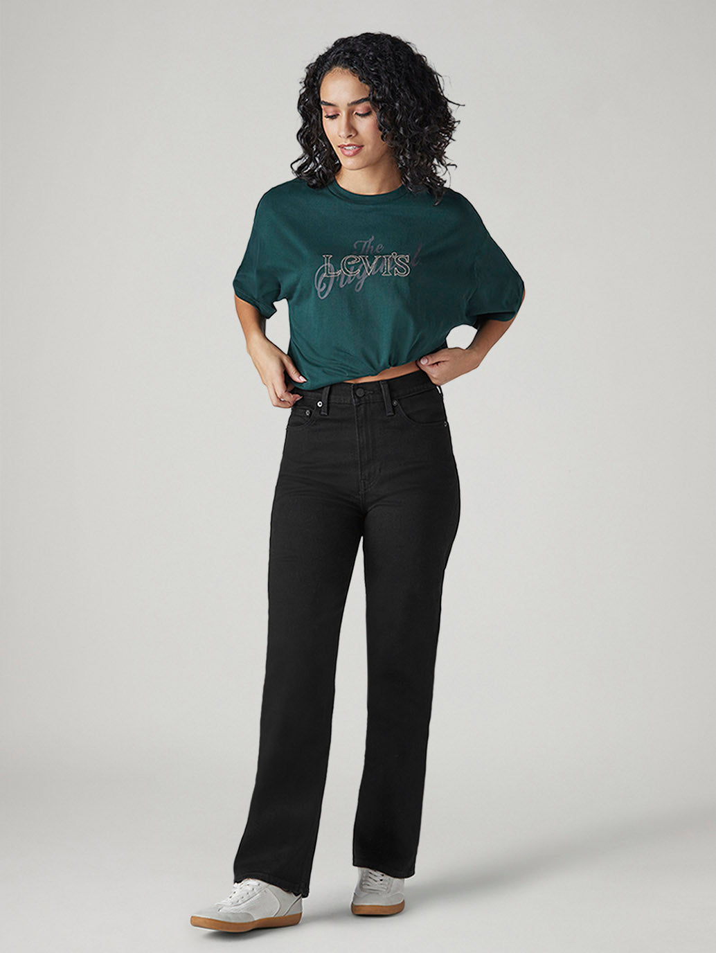 Women's Black Ribcage Straight Fit High Rise Jeans