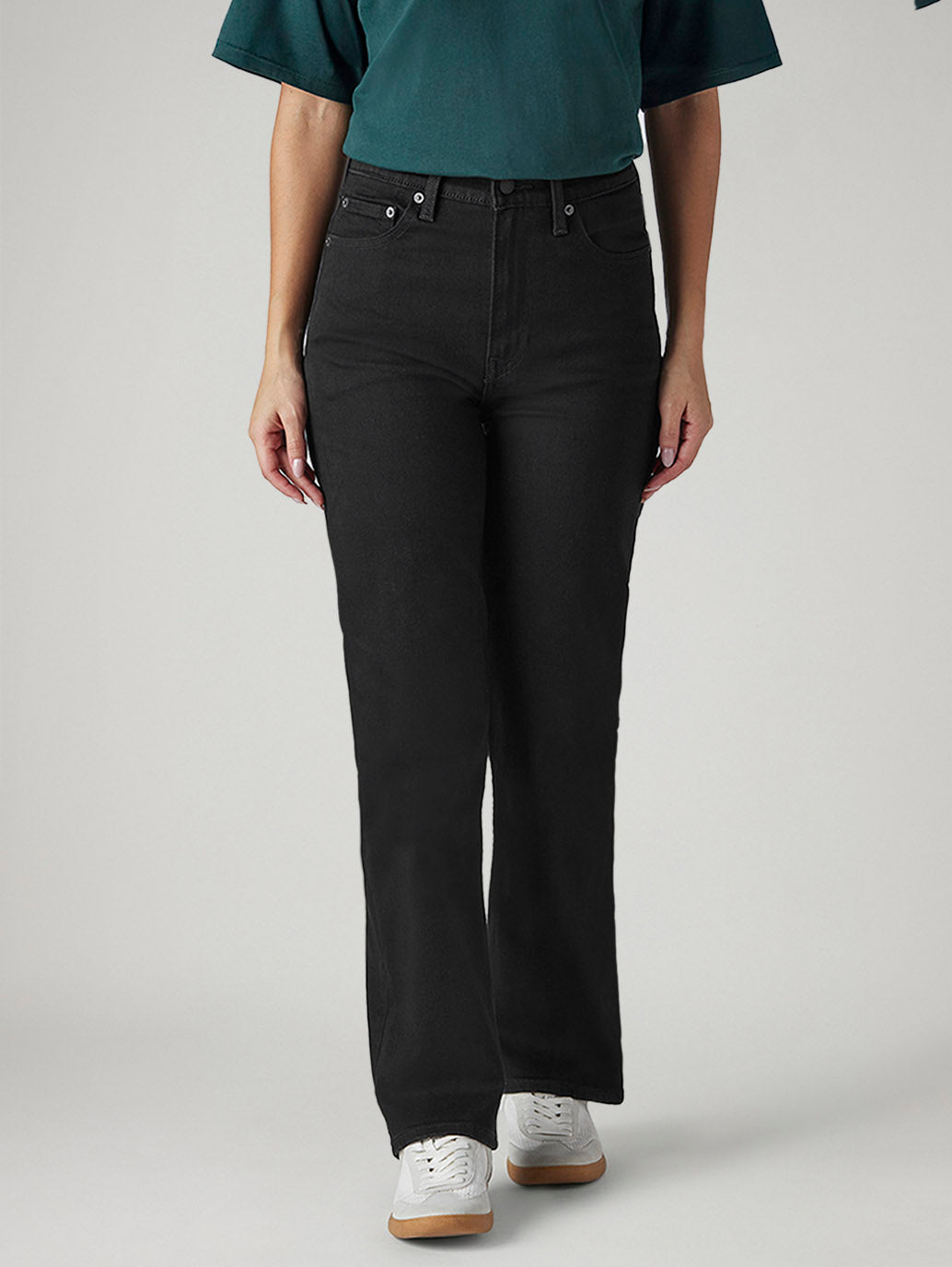 Women's Black Ribcage Straight Fit High Rise Jeans - 20 View