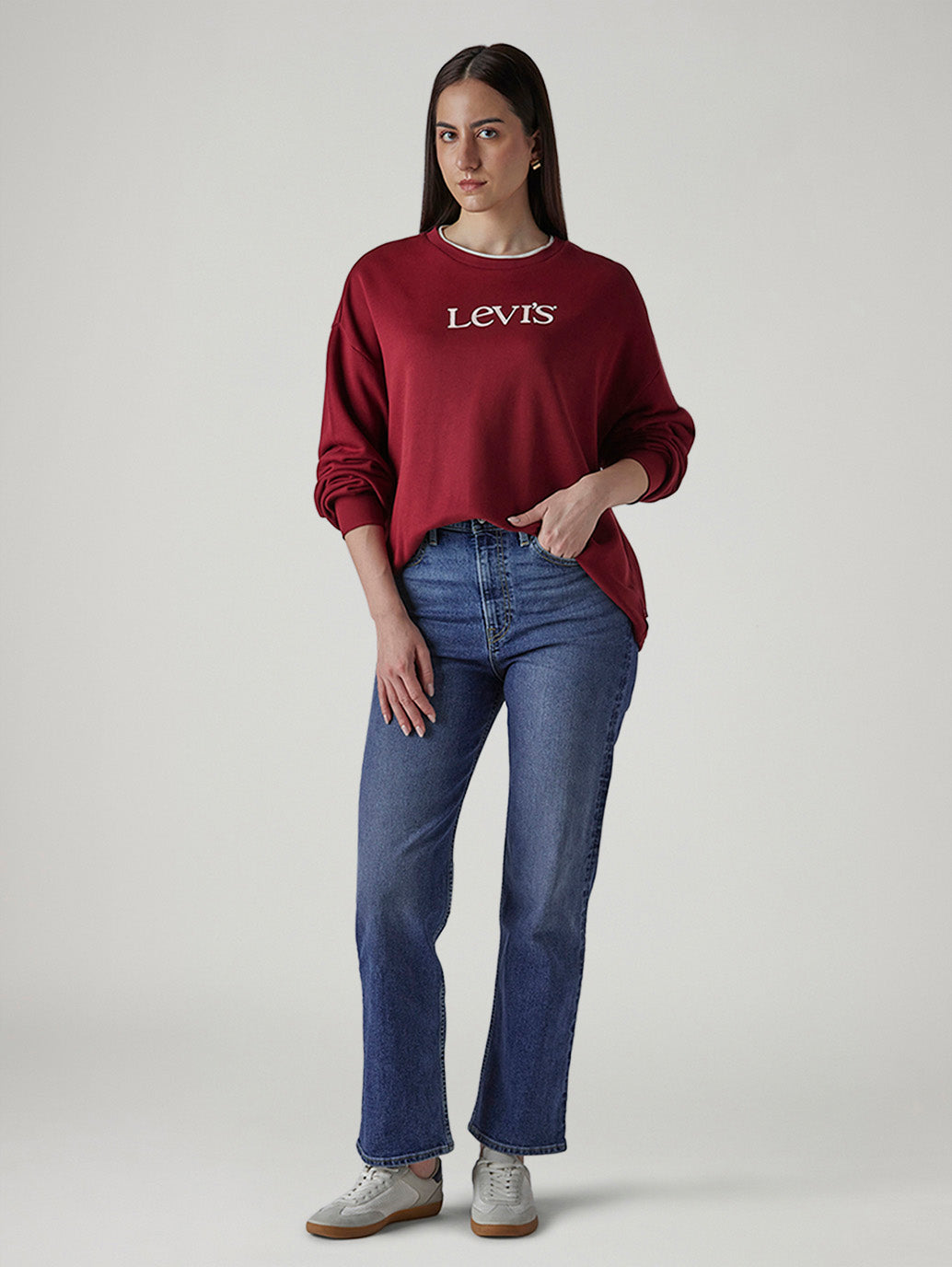 Women's Blue Ribcage Straight High Rise Jeans - Front View