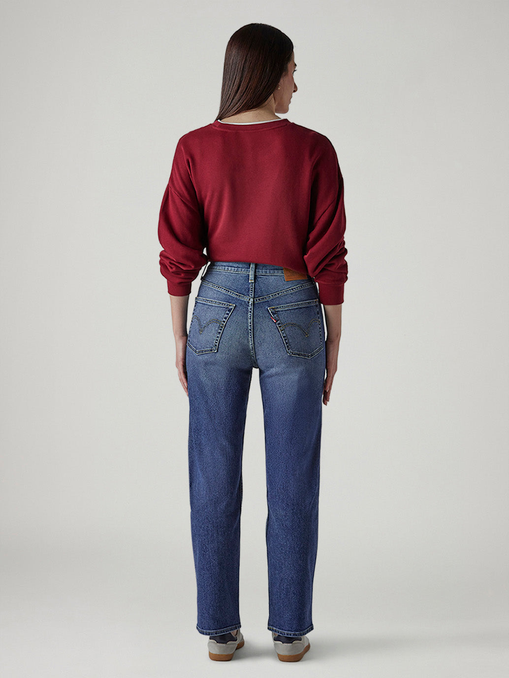 Women's Blue Ribcage Straight High Rise Jeans - Back View