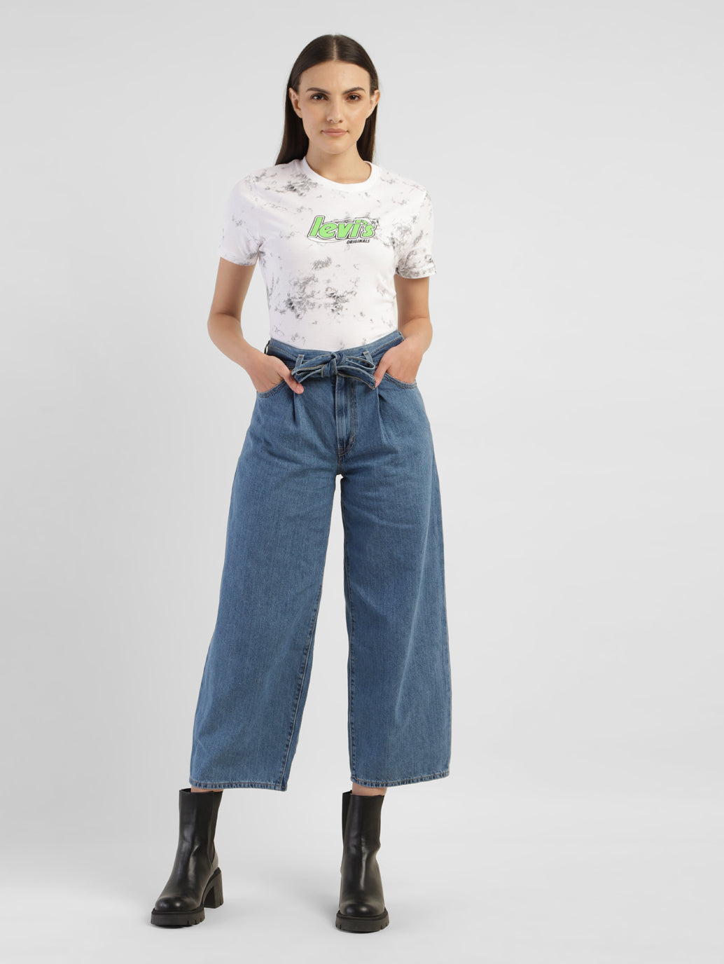 Women's Blue Baggy Fit Mid Rise Jeans