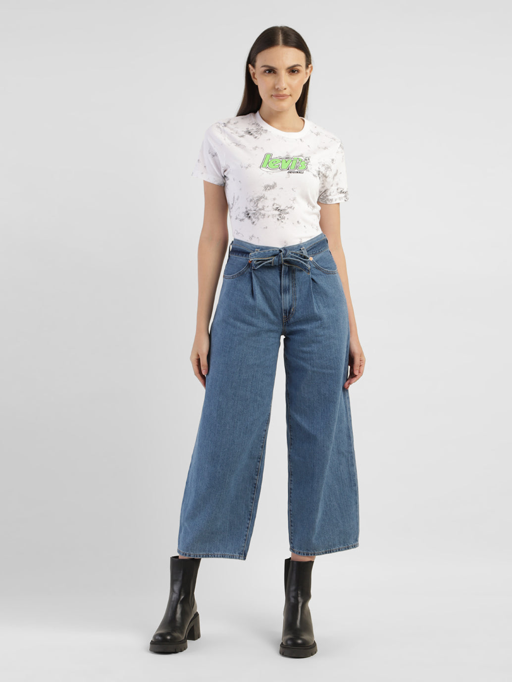 Women's Blue Baggy Fit Mid Rise Jeans