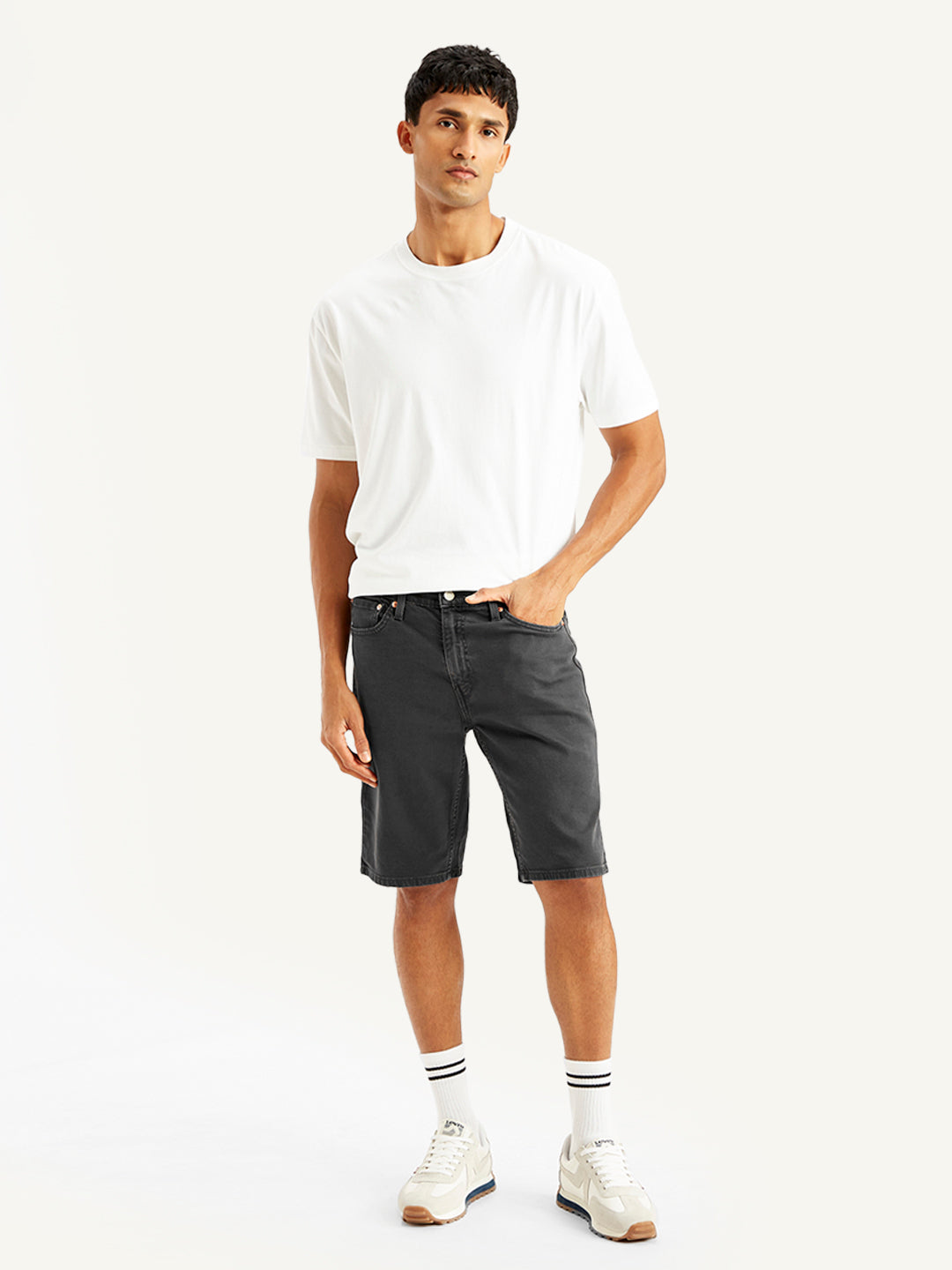 Men's Black Tapered Denim Shorts