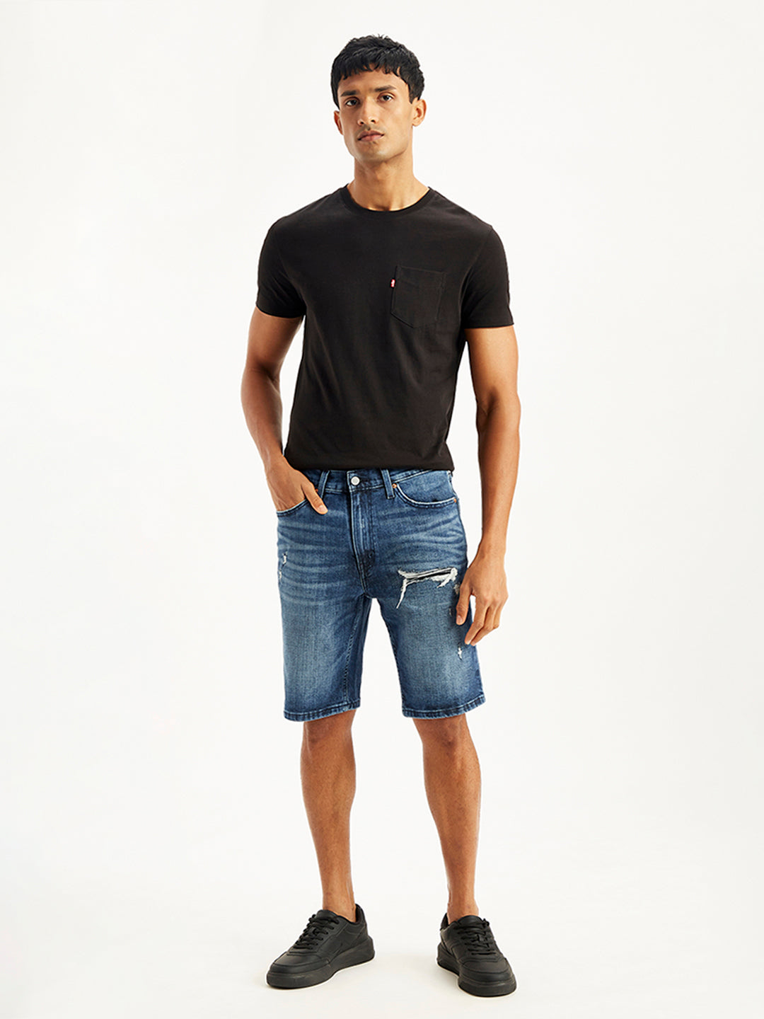 Men's Blue Tapered Denim Shorts