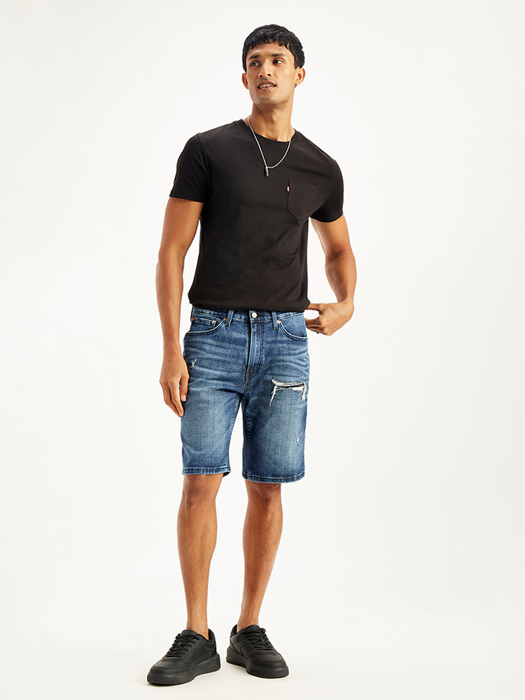 Men's Blue Tapered Denim Shorts