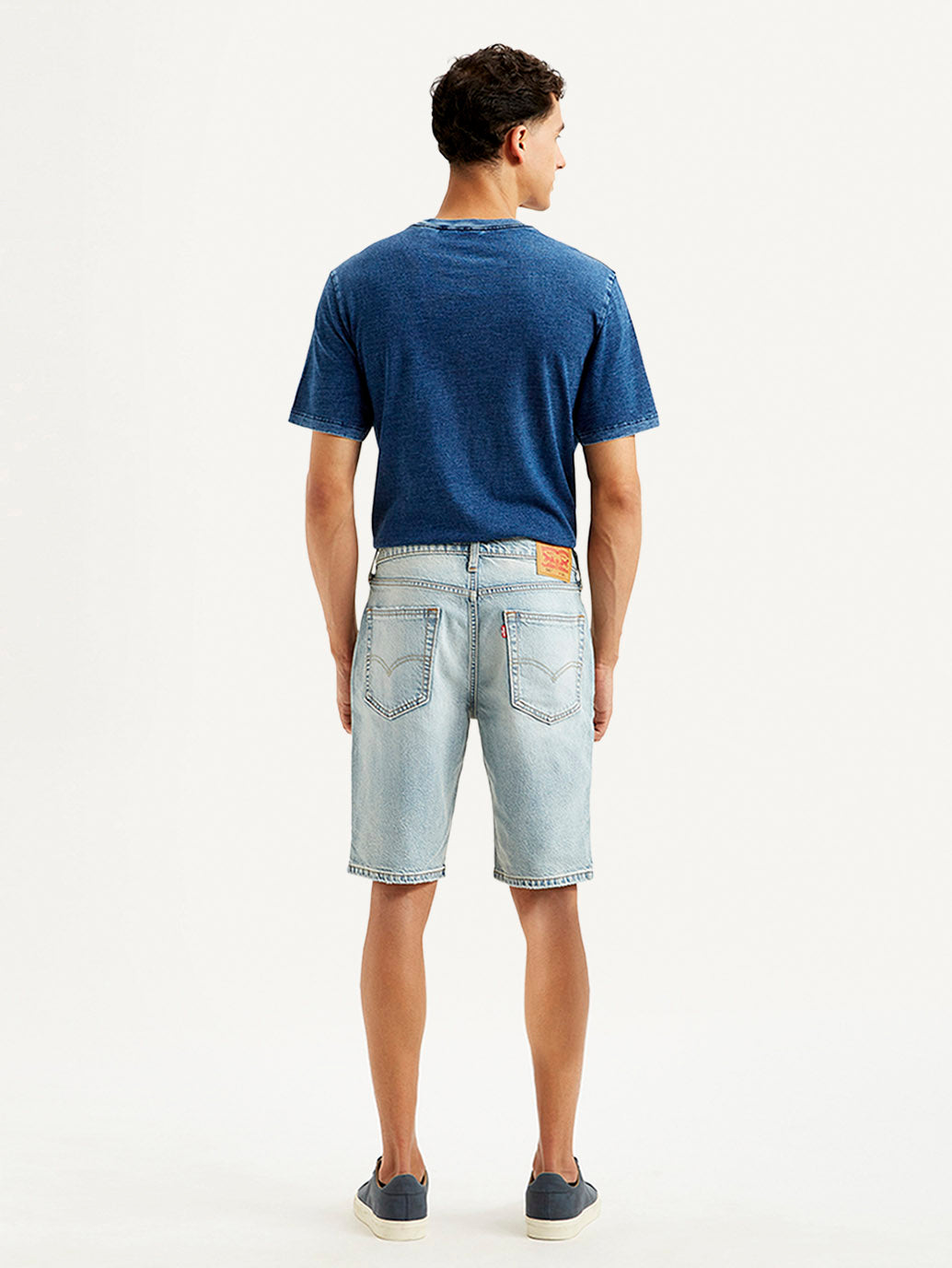 Men's Light Blue Tapered Shorts - Back View