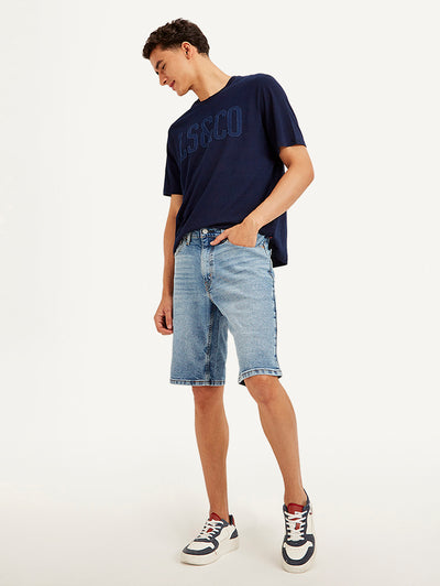 Men's Light Blue Tapered Shorts