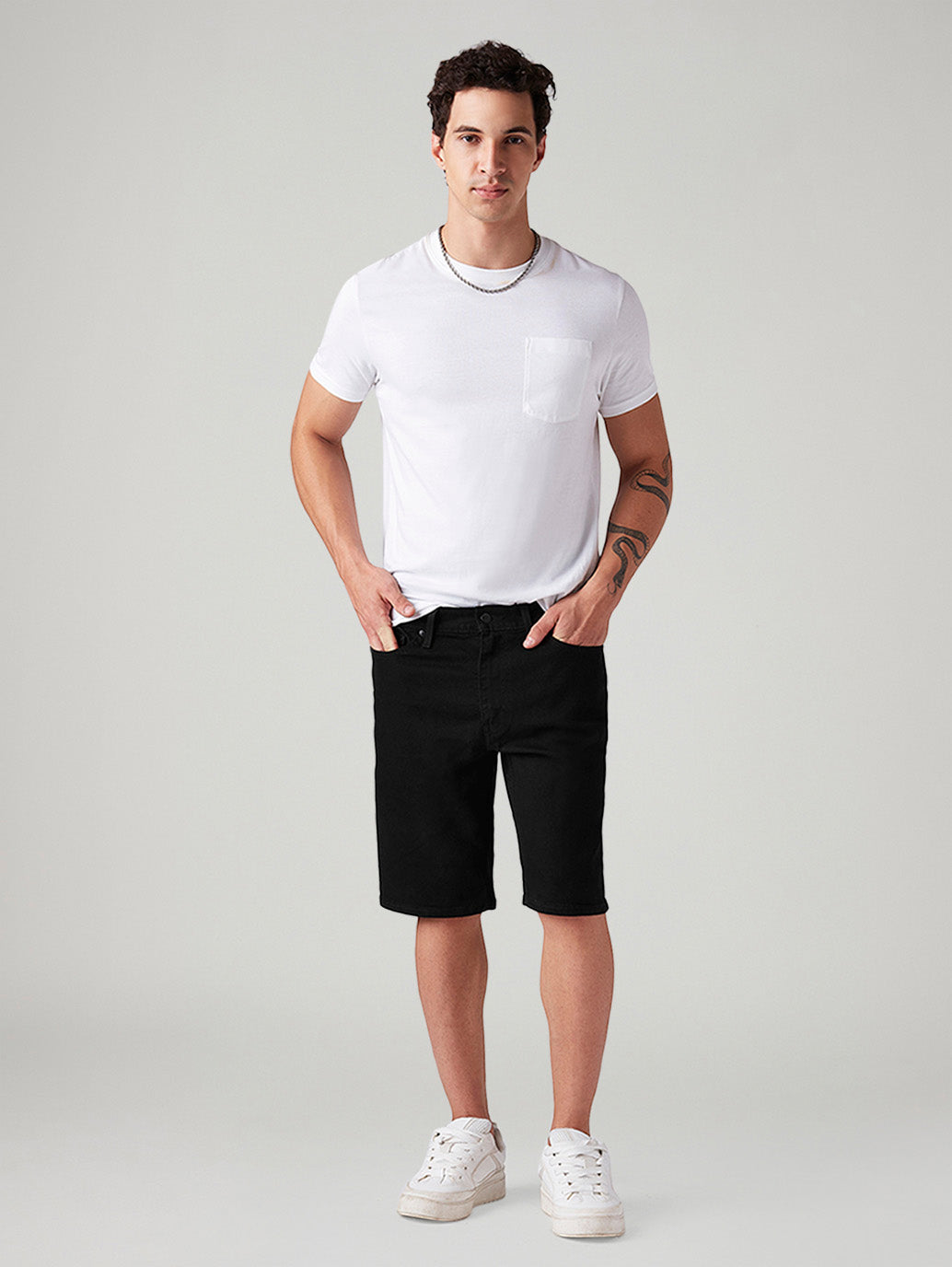 Men's 541 Black Athletic Tapered Fit Mid Rise Shorts - Styleshot View
